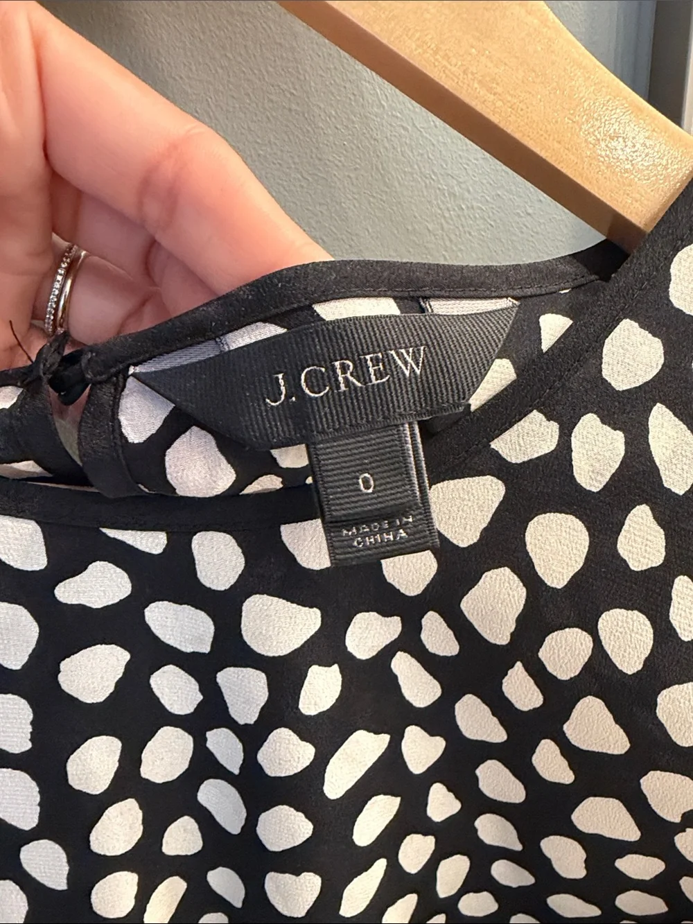 J.Crew Silk Black and White Polka Dot Tie-Waist Blouse